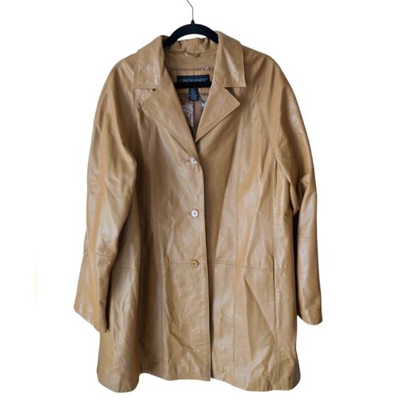 Centigrade Leather Tan Camel Jacket Size Large - Picture 2 of 7